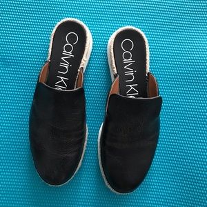 Calvin Klein Black Espadrille Mules
